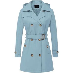 Women's Trench Coat Double-Breasted Classic Lapel Overcoat Belted
